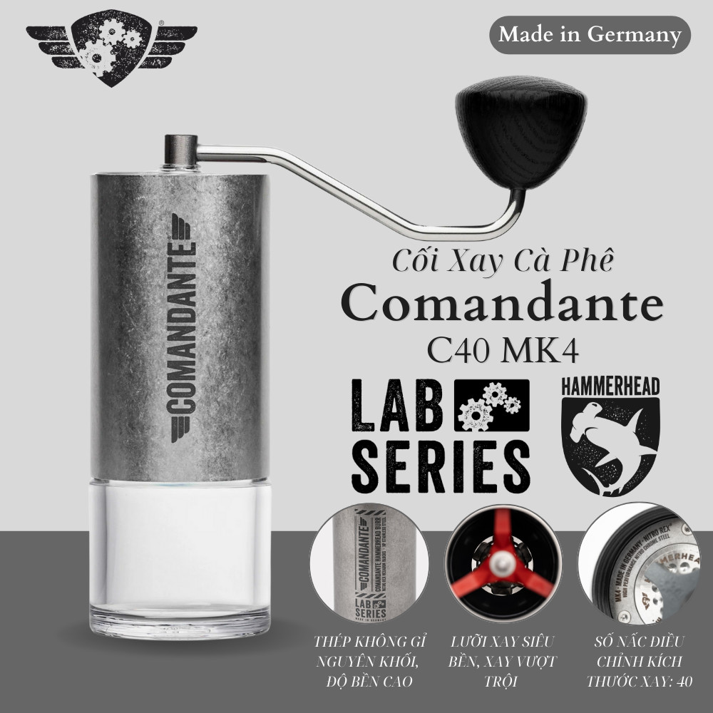Cối Xay Cà Phê Comandante C40 Nitro Rex Lab Series Hammerhead - Made in Germany
