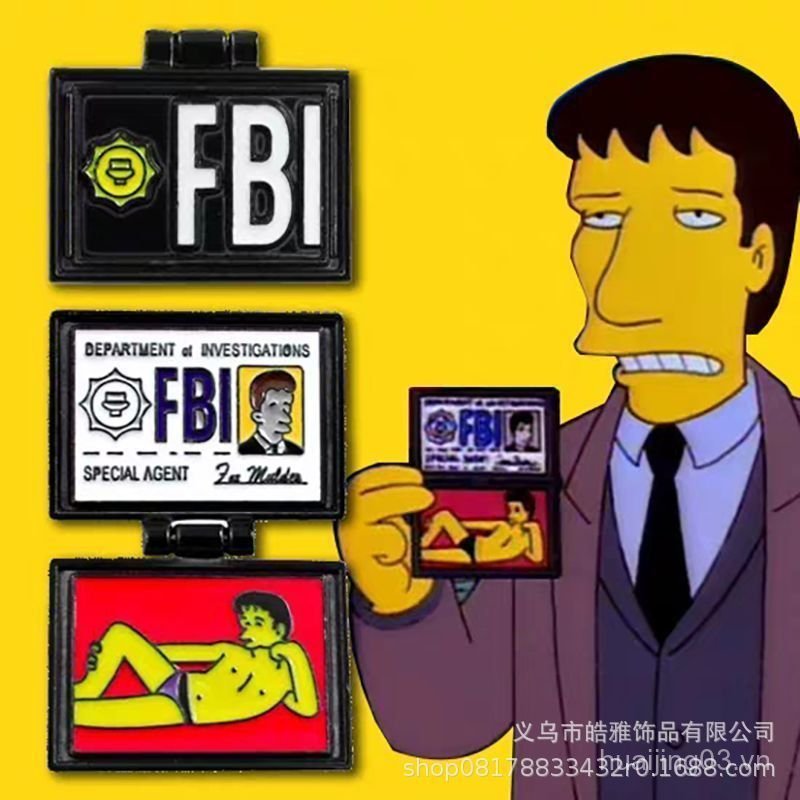 FBi Thương hiệu fbi fbl Trâm cài Simpson Creative Flip Quần áo hoạt hình dễ thương G1WA