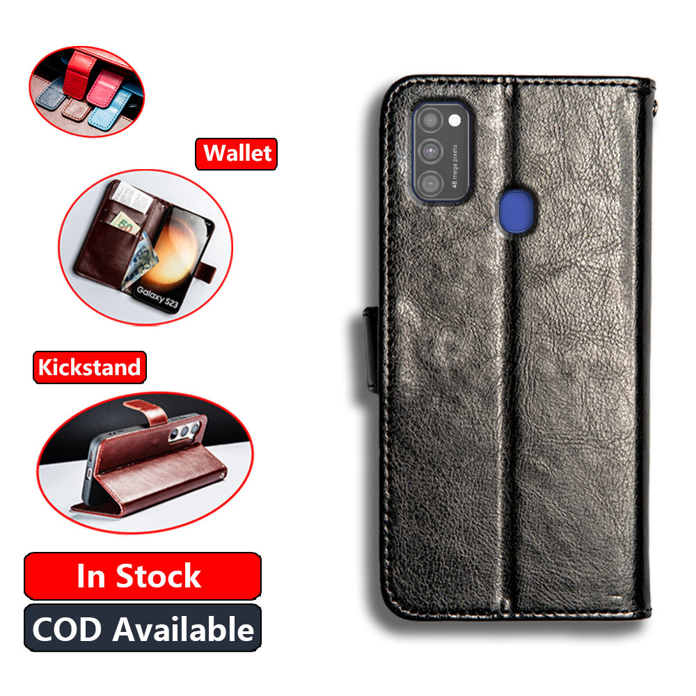 Da Cổ Điển Cho Samsung Galaxy M30s M21 2020 2021 SM-M307FN DS Ví Vintage Folio Case Flip Cover Đóng 