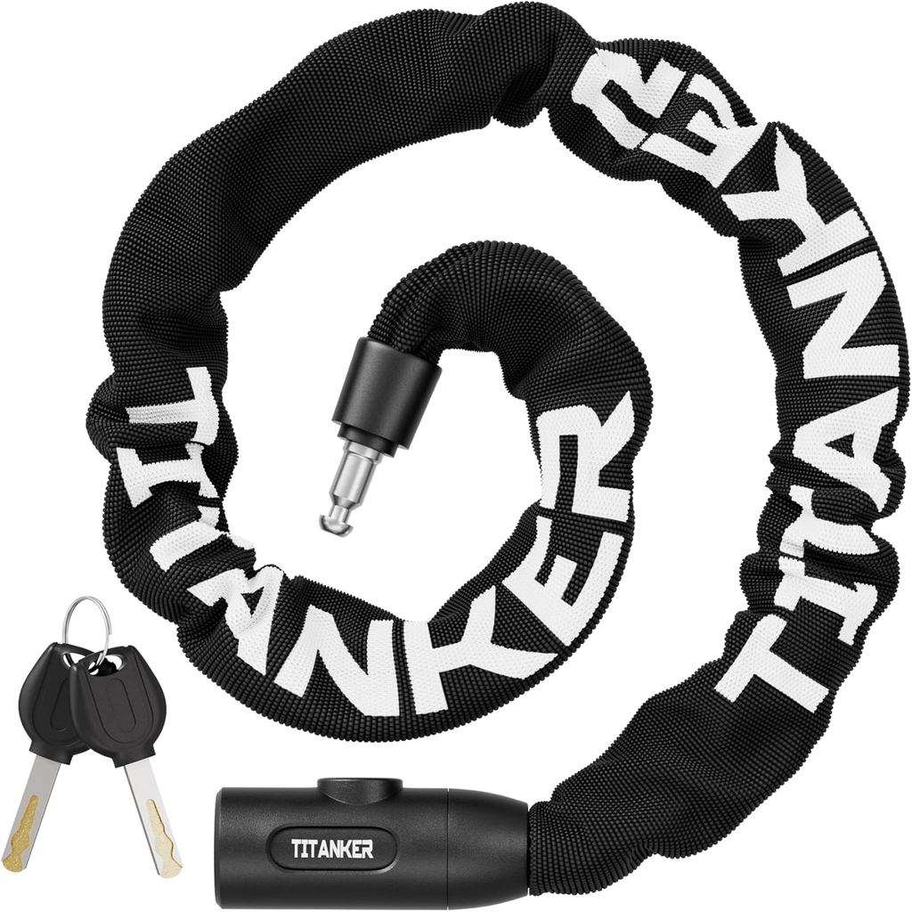 Dây xích khóa xe đạp hạng nặng Titanker có chìa khóa - Khóa chống trộm 3 Feet cho xe đạp, xe máy, cử