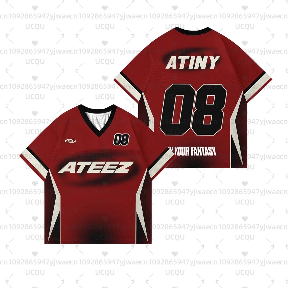 Mùa Hè Nam Nữ Tay Ngắn Cổ Tròn Áo Tee ATEEZ kpop Album In Your Fantasy Tour Áo Bóng Đá