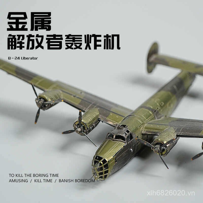 Kim Loại Lắp Ráp Mô Hình B24 Liberator Máy Bay Ném Bom Quân Sự Ba Chiều 3d Sắt Mảnh Xếp Hình Khối Xâ