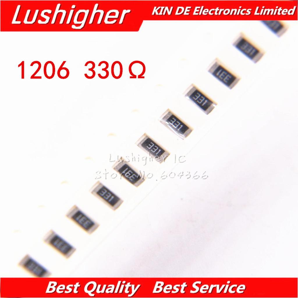 100 CÁI 1206 Điện trở SMD 5% 330 Ohm 331 330R 330ohm