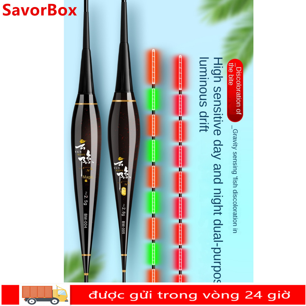 SAVORBOX Phao câu cá điện tử, Phao phao phao phao phao phao, Đèn báo 6 Phao câu cá bằng đá nhẹ đuôi 
