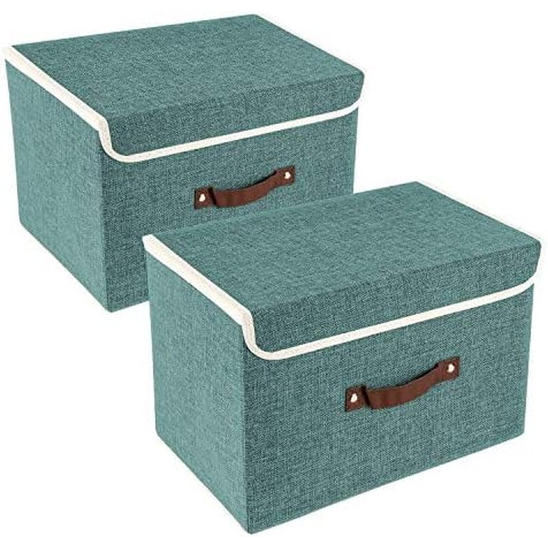 TYEERS Foldable Storage Boxes with Lids 5 Pack Fabric Storage Bins with Lids, Closet Organizers for 