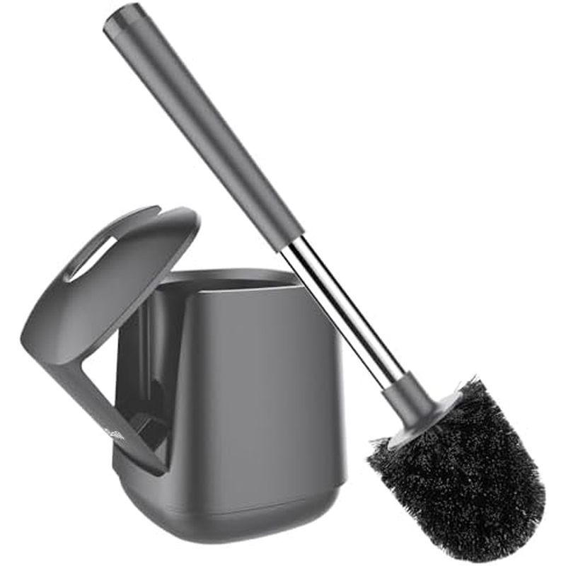 SetSail Toilet Brush and Holder, Self Closing Lid Toilet Bowl Brushes Holder and Extra Long Handle V