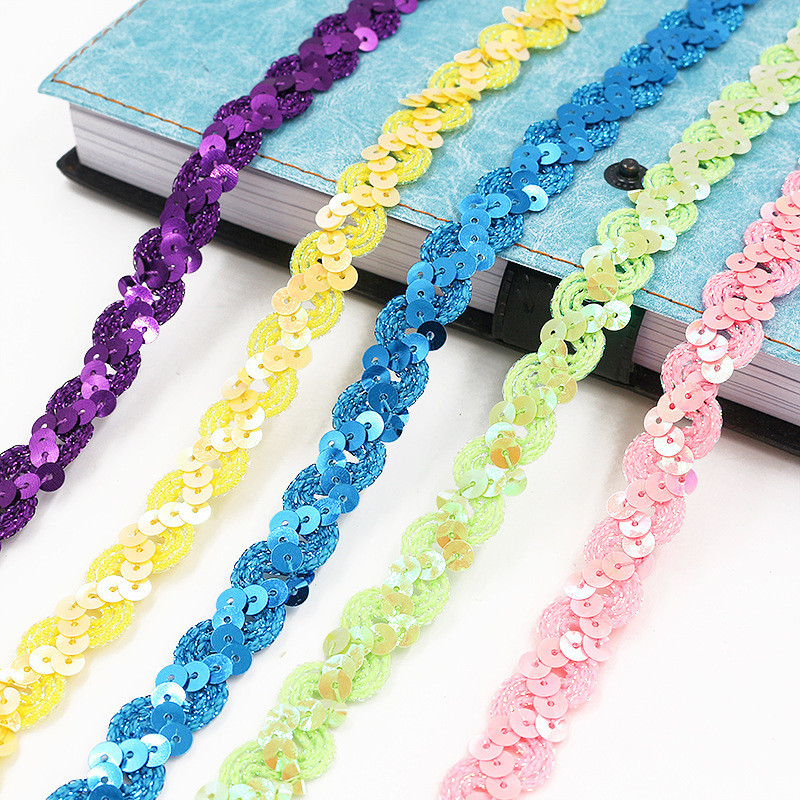 Băng đính cườm dải Sequin sóng 5yard 1,5cm để trang trí trang phục biểu diễn