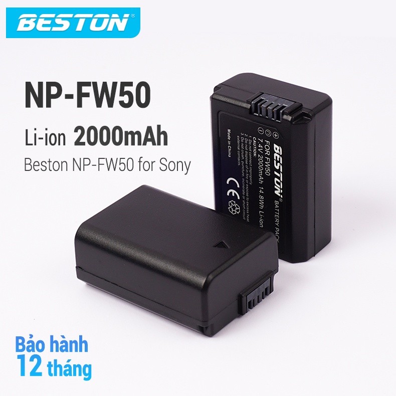 Pin Sạc Máy Ảnh Sony NP-FW50 Beston Dùng Cho Máy Ảnh Sony A6000 A6300 A6500 A7 A7 II A7R A7S,  NEX-3