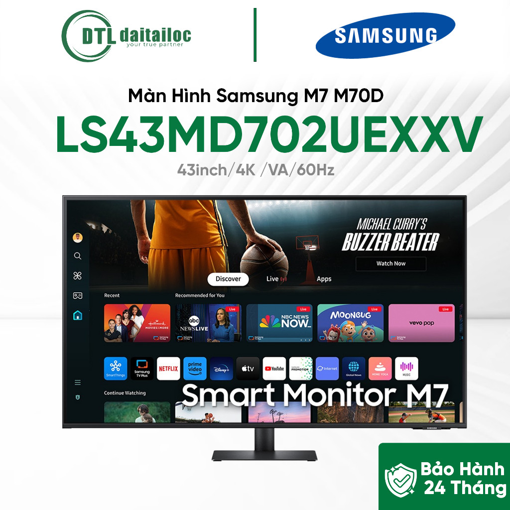 Màn hình thông minh  Samsung M7 M70D LS43DM702UEXXV 43inch 4K VA 60Hz | Chính Hãng | Bảo Hành 24 Thá