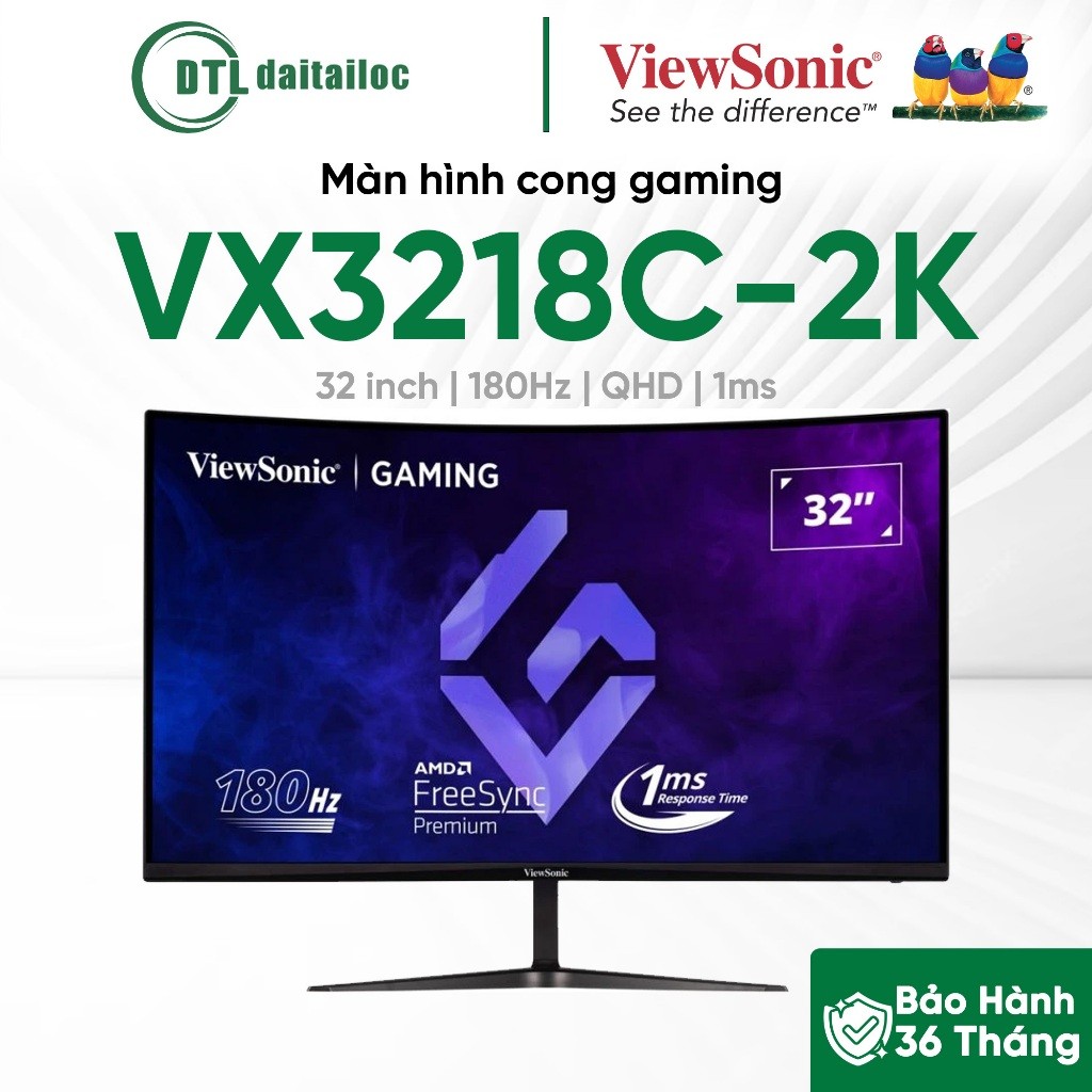 Màn Hình Cong Gaming ViewSonic VX3218C-2K 32inch 180Hz  QHD 1ms | Chính Hãng | Bảo Hành 36 Tháng