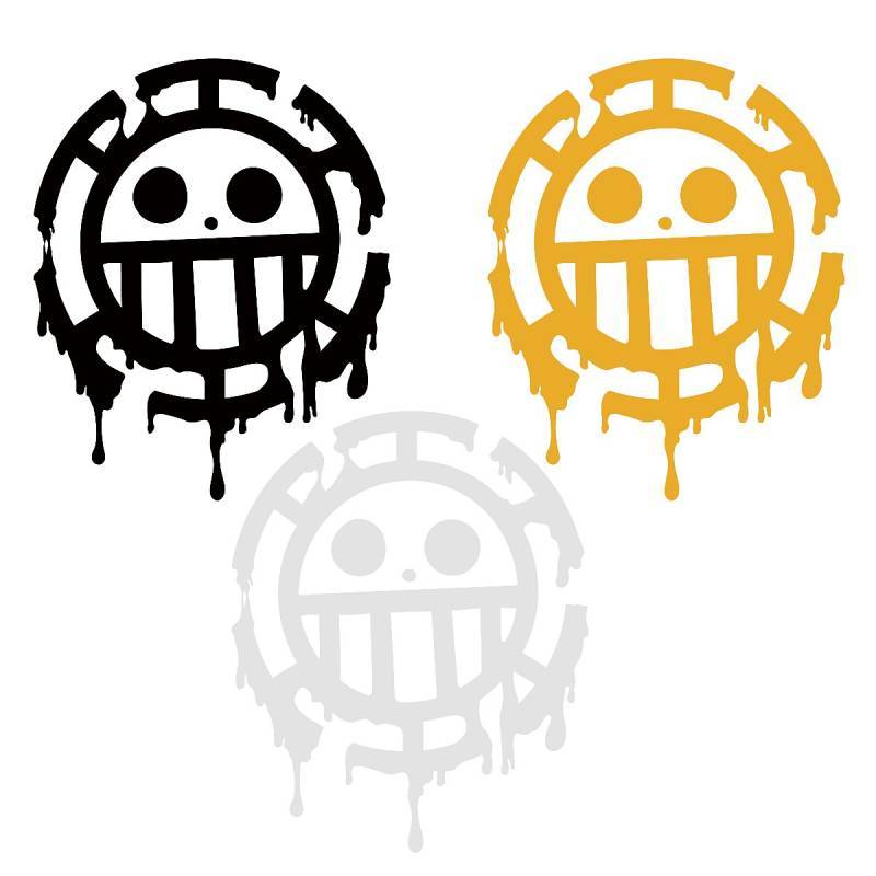One Piece Luo Pirates Logo Automobile Sticker Red Heart Pirates Sign Sticker Fuel Tank Cap Car Door 