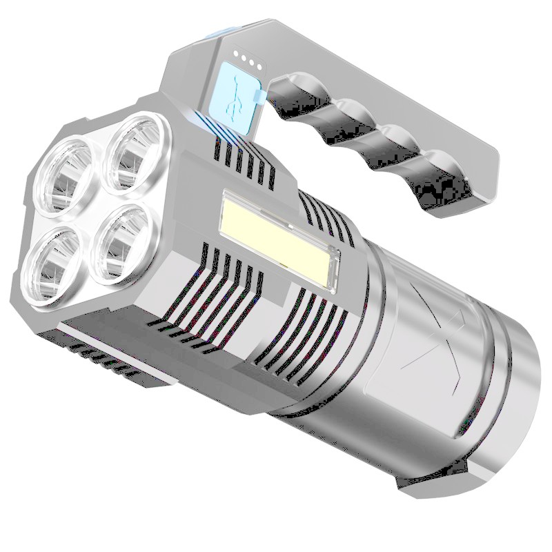 Oaks Đèn Pin Ánh Sáng Mạnh Quad-Core Sạc Siêu Sáng Xenon Nhỏ Lực Lượng Đặc Biệt Ngoài Trời Đa Năng l