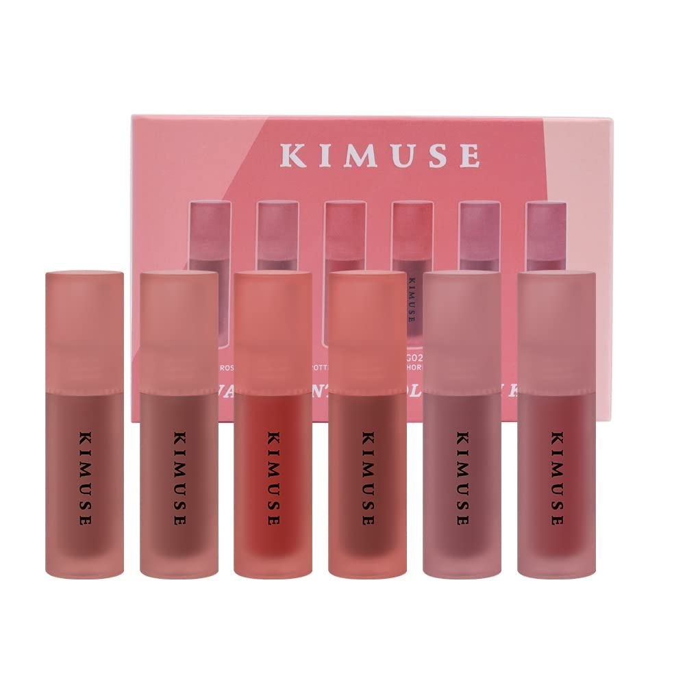 KIMUSE Water Gel Lip Tint Bộ 6 Màu Sắc, Sắc Tố Cao Lâu Dài Dưỡng Ẩm Son Bóng Vết Bẩn, Hydrate Nhẹ So