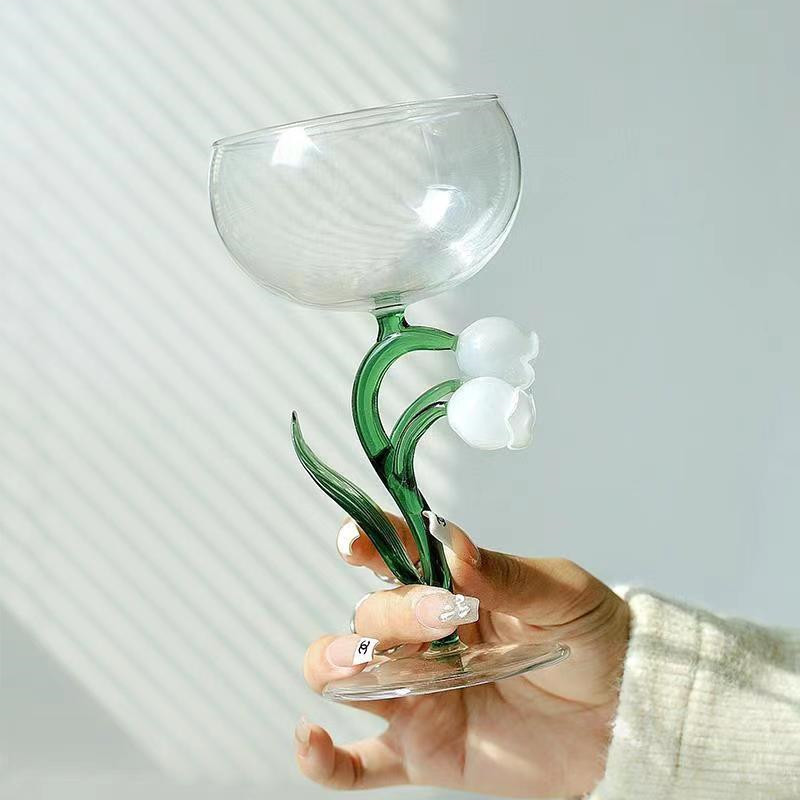 Thủy tinh Handmade Lily of the Valley Cốc nước sáng tạo Retro Lily of the Valley Cốc thủy tinh Boros