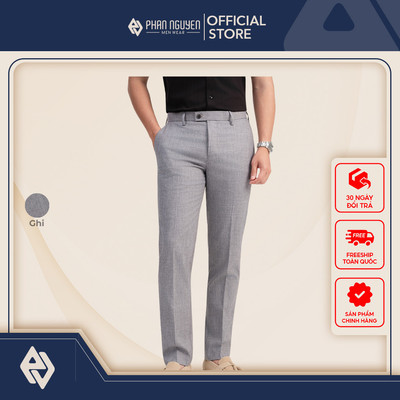 Quần âu nam Phan Nguyễn, chất liệu cao cấp, mềm mại, form slim fit đứng form, thoải mái QVL.939