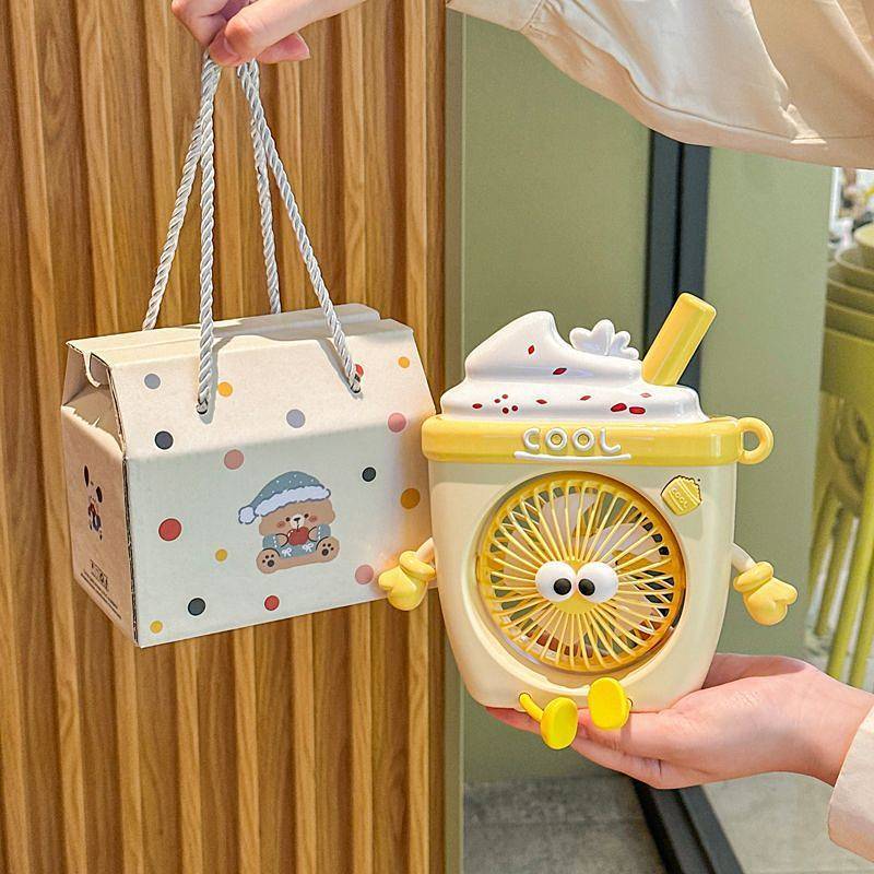 Cute Good-looking Ice Cream Little Fan Student Dormitory Summer Multifunctional USB Rechargeable Fan