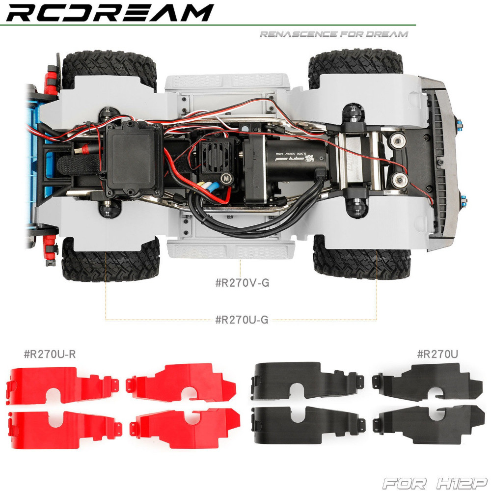 RCDream MJX H12P Bên Trong Lót Bánh Xe Bánh Xe Vòm Cát Chặn Bùn Bảng Lá Bảng Bên Thanh / Bước Bên