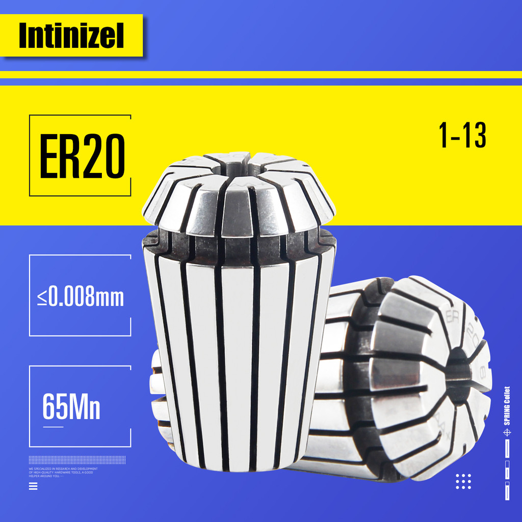 ER20 Chuck Chính Xác Lò Xo Collet Co Giãn Gió Vòi Phun 0.008 MM CNC CNC Khắc Intinizel