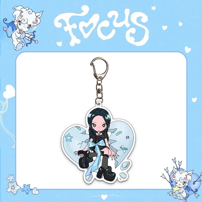 Móc khóa NMIXX Jiwoo Hearts2Hearts FOCUS Mica Acrylic Dễ Thương Phụ Kiện Treo Túi Xách Kpop Hình Vẽ 