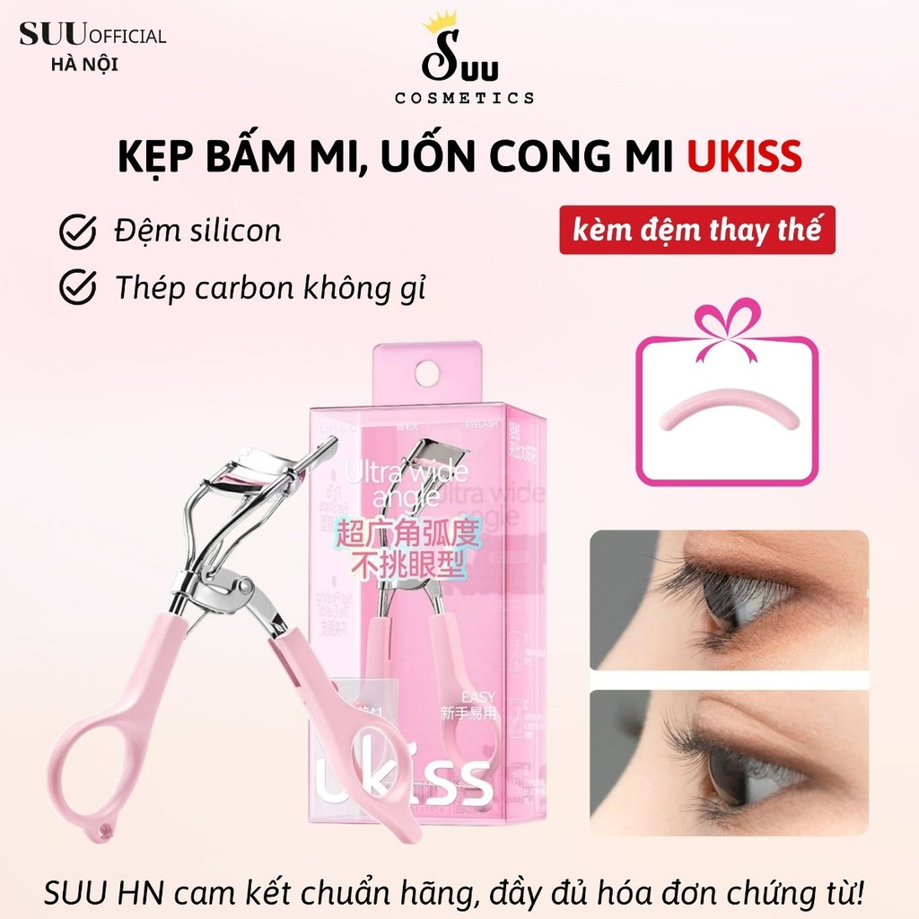 [UKISS] Kẹp Bấm Mi Góc Rộng UKISS Uốn Cong Mi Tự Nhiên Chất Liệu Carbon Không Gỉ