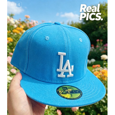LA Dodgers MLB Pastel Blue 59FIFTY Cap - Nhiều Màu Thêu, Phù Hợp Cả Nam Và Nữ, Bảo Vệ Khỏi Ánh Nắng 