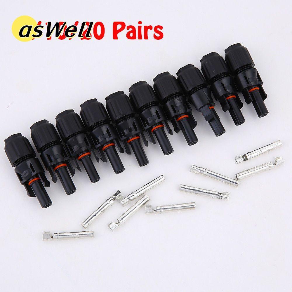 ASWELL 5 / 10 / 20 Cặp Đầu Nối Cáp PV Chống Thấm Nước Bền Nam Nữ