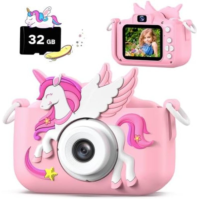 a for Boys Girls, Toddler Digital Selfie Camera with Cute Protective Cover and 32G SD Card, Christma