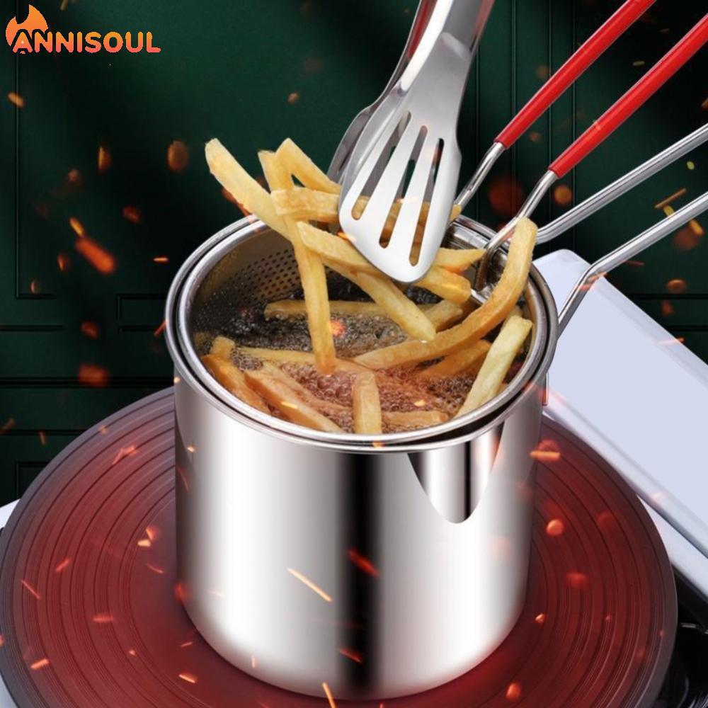 [NISO]Deep Frying Pot Multipurpose Cooking Frying Basket Included Frying Basket
