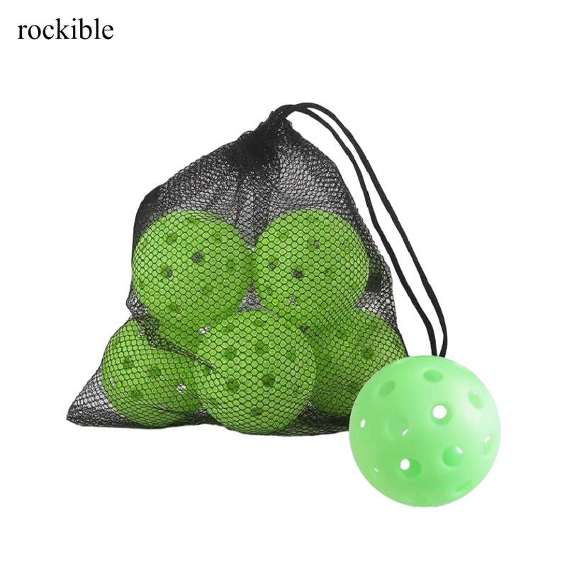 Rockible 6x Bóng Pickleball Phát Sáng 74mm Cho Thực Hành Ngoài Trời
