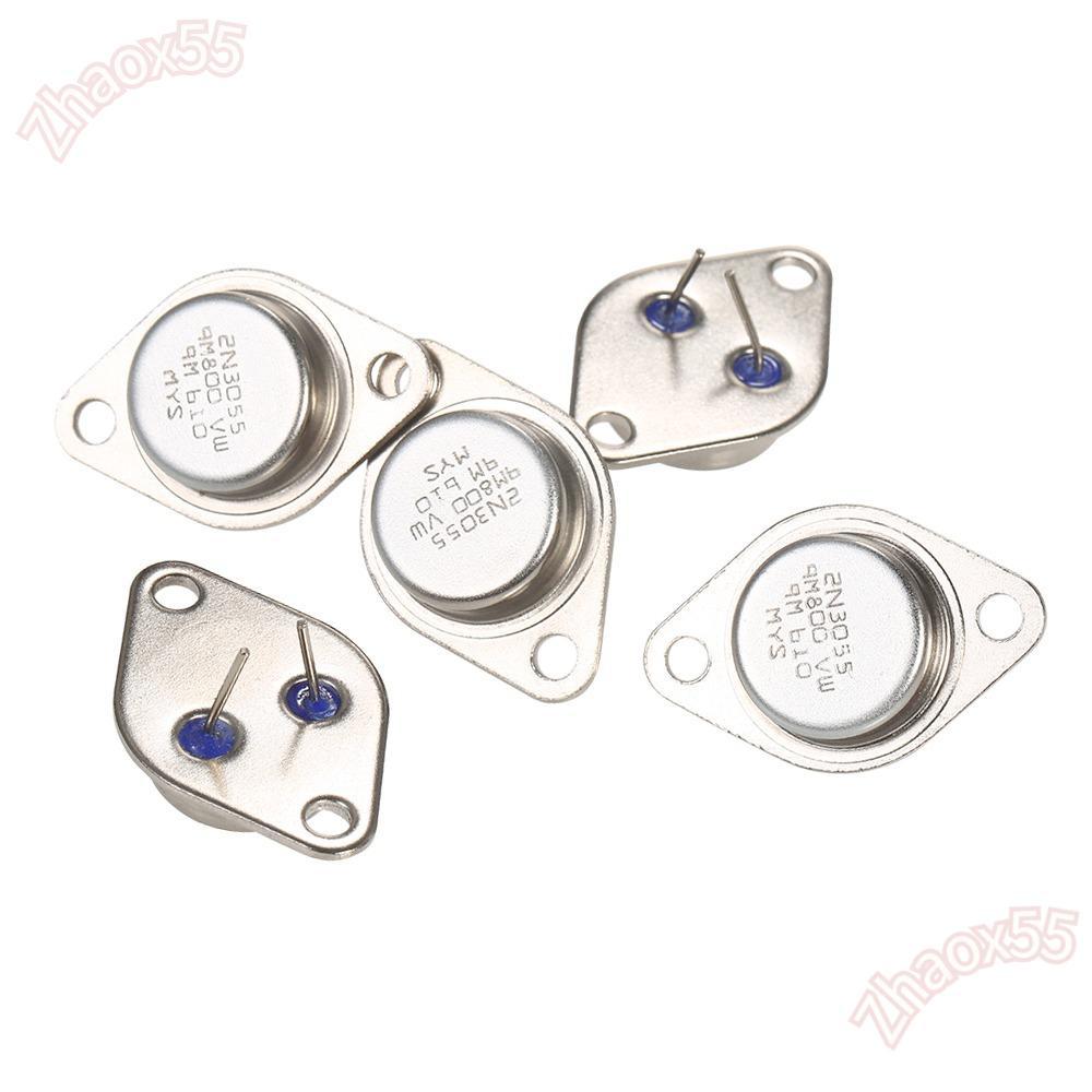ZHAOX 5 Chiếc Điện Trở, 15A / 60V 2N3055 NPN 2N3055 Điện Transistor, Transistor Bộ Kim Loại TO-3 Tra