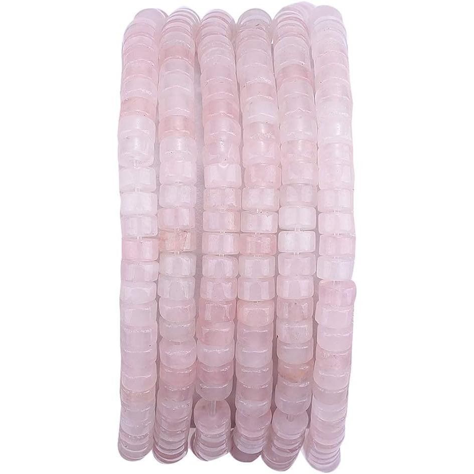BEADIA Hoa Hồng Tự Nhiên Quarts Pha Lê Miếng Đệm Hạt Mũ Rời Bán Đá Quý Để Đính Hạt Trang Sức Làm 4mm