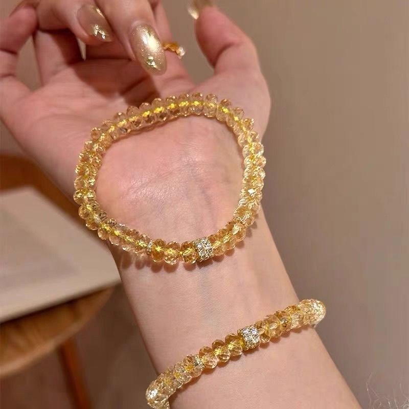 Phong cách Trung Quốc mới lấp lánh Vòng tay mặt Citrine tự nhiên Citrine Citrine Nữ Tính khí Mang th