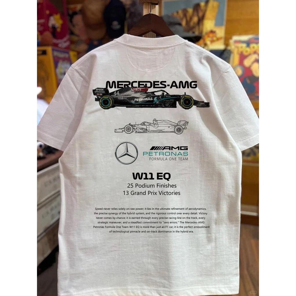 F11 Racing Champion MERCEDES-AMG W11 EQ 100% Cotton Áo thun ngắn tay in hình dáng rộng mùa hè