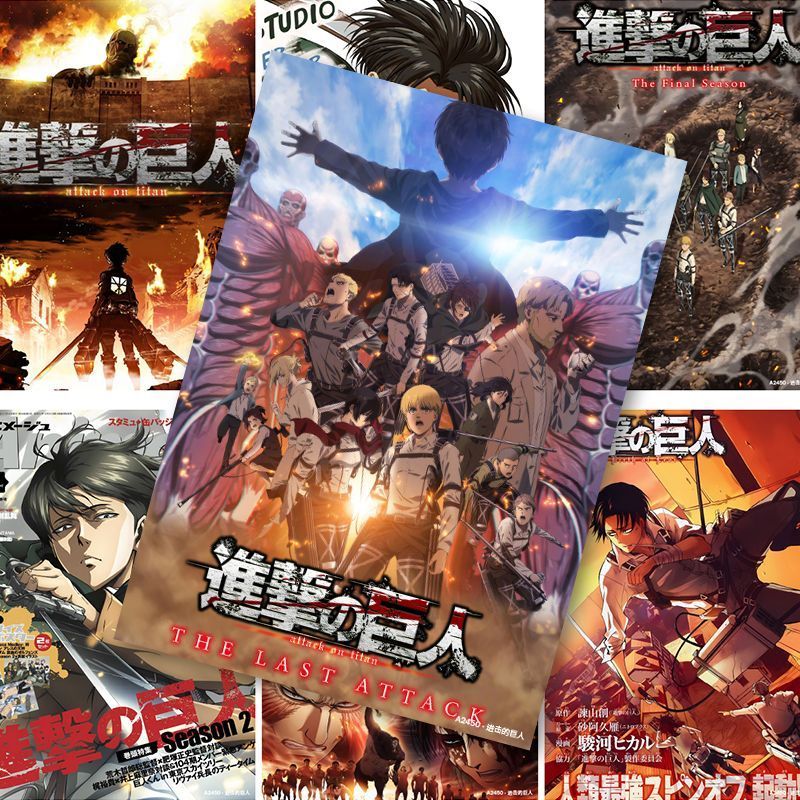 Poster Anime Attack on Titan 10 Chiếc – Eren Mikasa Hange Levi, Kích Thước A4, Trang Trí Tường Phòng