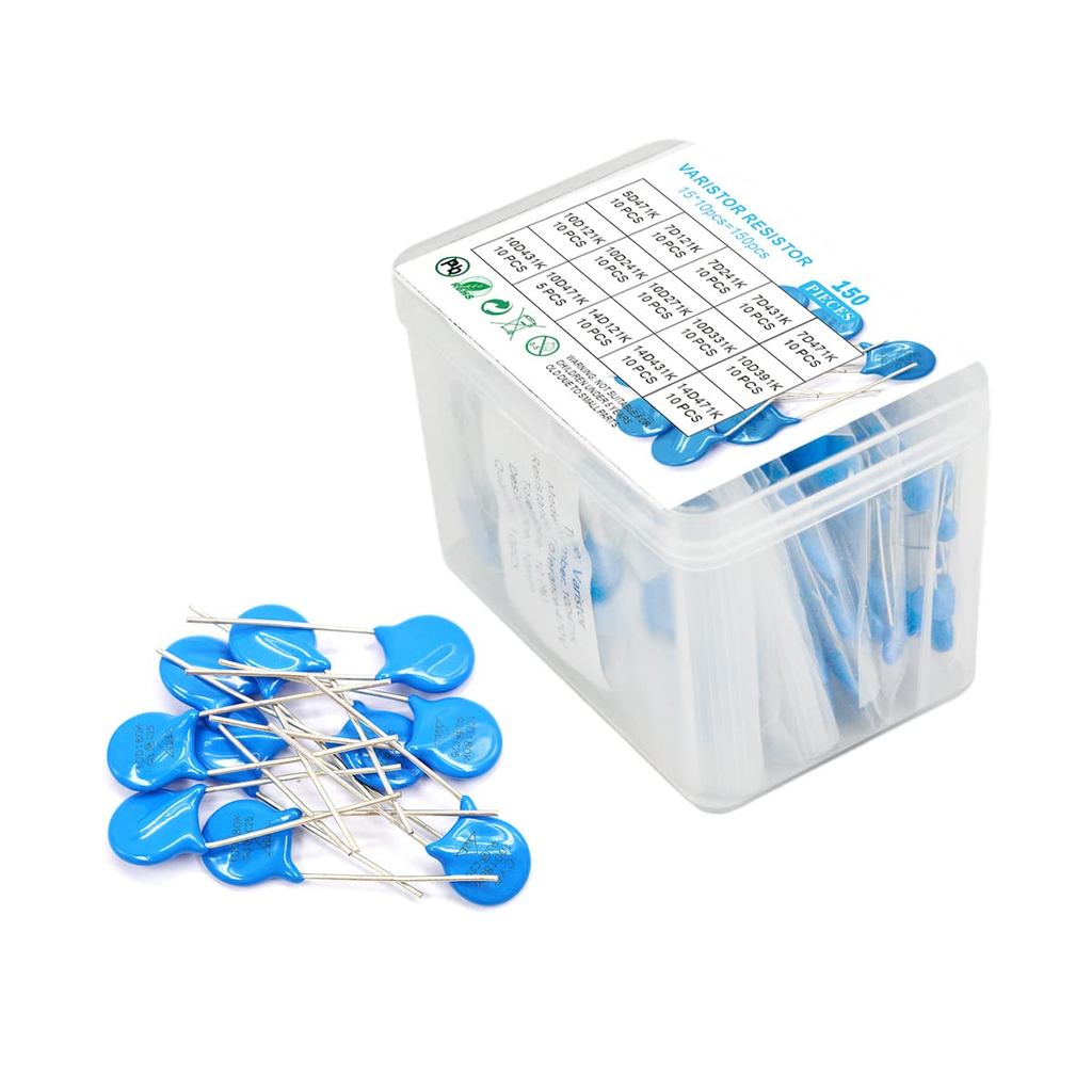 Varistor 15 Giá trị 150 CÁI Bộ điện trở phụ thuộc điện áp Các loại (5D471K, 7D121K, 7D241K, 7D431K, 