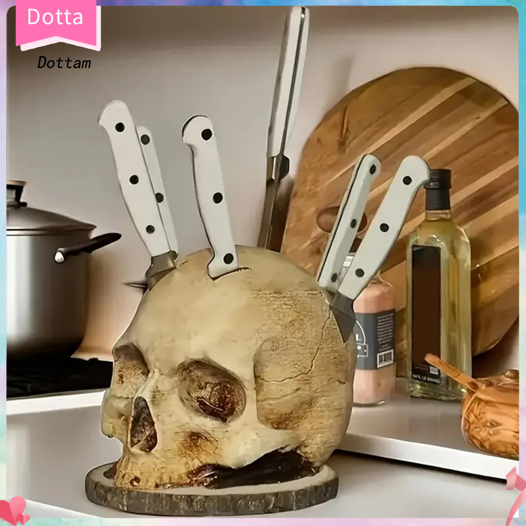Dottam| Hộp đựng dao chủ đề Hộp đựng dao Halloween Hộp đựng dao đầu lâu có họa tiết xương – Trang tr