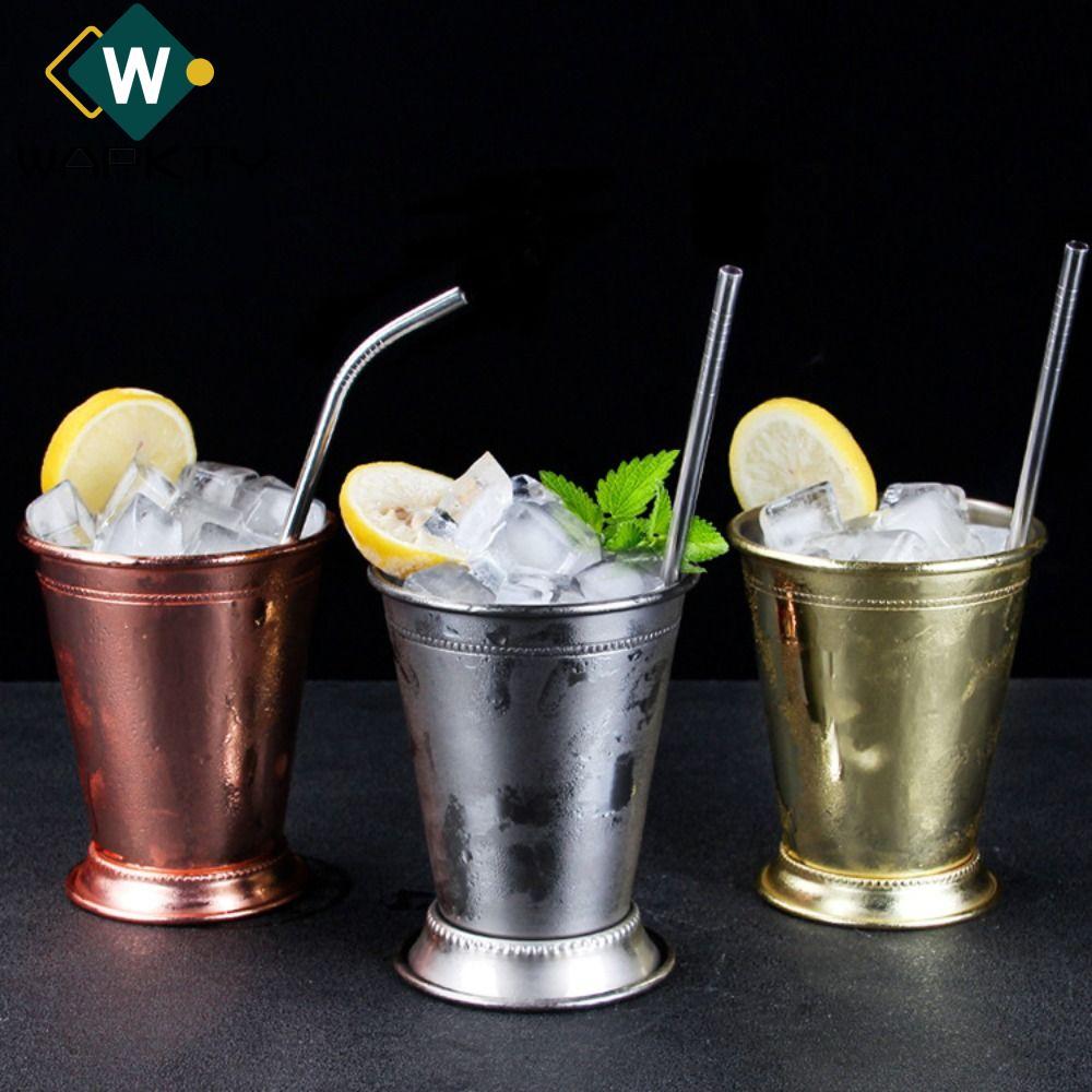 Cốc cocktail WAPKTY, Cốc Julep cán bạc hà bằng thép không gỉ 350ml, Cốc cocktail Mojito vàng bạc Nhà