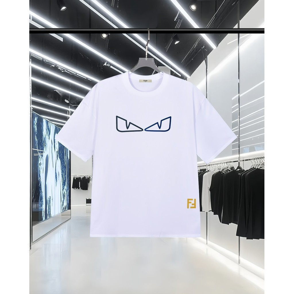 Fendi 2026 - Áo thun nam tay ngắn phong cách mới, in hình tên lớn, đáy áo sơ mi thời trang