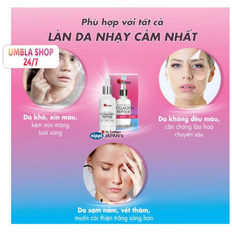 Liệu trình mờ sạm, nám, vết thâm, siêu sáng da, cấp ẩm với Niacinamide, vitaminC serum collagen pept