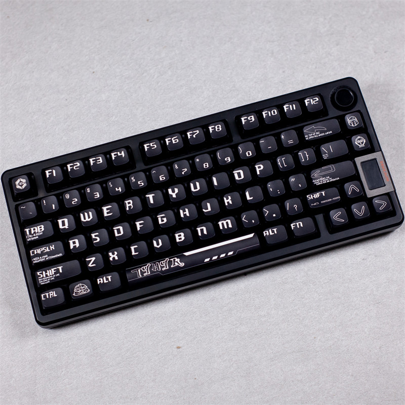 Đen Samurai Chủ Đề Keycap Bốn Mặt Trong Suốt PBT Thăng Hoa MDA Chiều Cao Đen Trắng Với Keycap diy Mũ