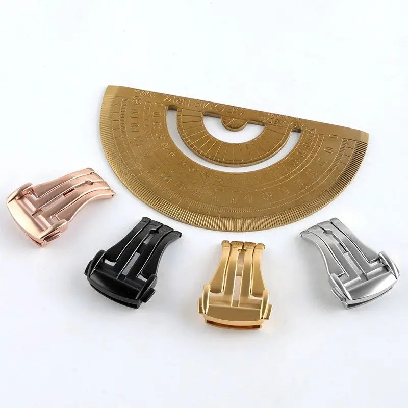 16mm 18mm 20mm Bạc Vàng Đen Rosegold Thép Đồng Hồ Khóa Cho Omega HAMILTON Da Dây Cao Su Triển Khai K