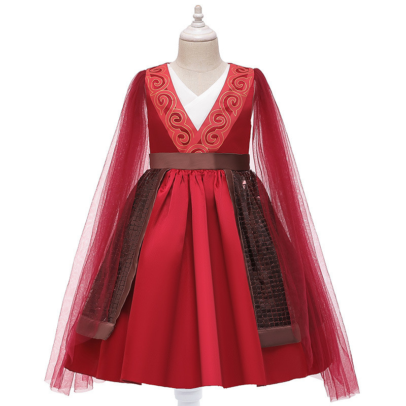 Đầm công chúa Mulan Trang phục dân tộc Hanfu Performance Dress Disney Movie Mulan Tro cosplay