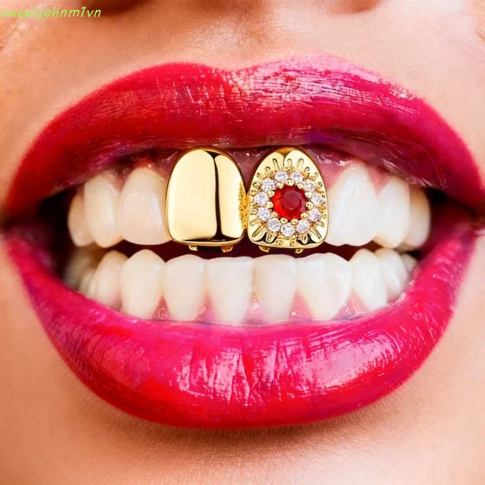 SWEETFASHION Hiphop Răng Grillz, Punk Thiết Kế Hoa Kim Cương Giả Mũ Răng, Hợp Thời Trang Vui Nhộn Mà