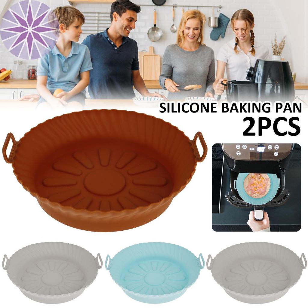 2 Nồi Chiên Không Khí Nồi Silicon Có Tay Cầm Có Thể Tái Sử Dụng Nồi Chiên Không Khí Chịu Nhiệt Nồi N