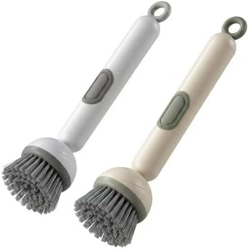 Li&Zhao Dish Brush with Soap Dispenser – Kitchen Sink Brush with Built-in Liquid Dispenser Wall Moun