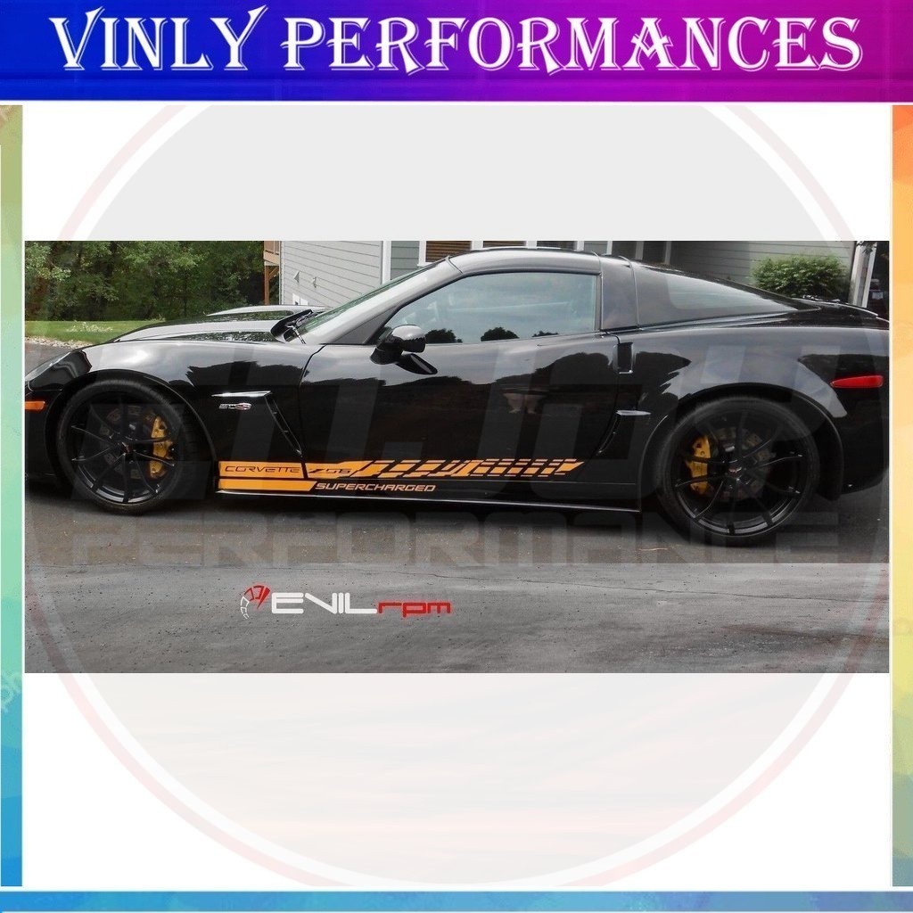 Cho 1 Bộ / 2 Miếng Dán Đồ Họa Decal Sọc Bên Bộ Sạc Chevy Corvette Z06 C6 2005-2013 Kiểu Dáng Xe Ô Tô
