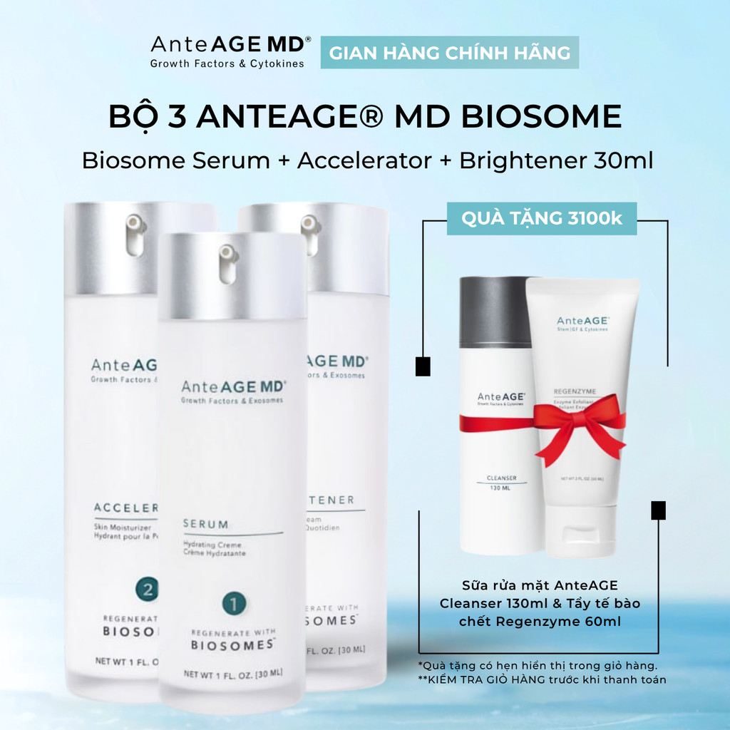 [Mua 3 tặng 2] Bộ Sản Phẩm AnteAGE® MD Biosome System, MD Serum, MD Accelerator & MD Brightener 30ml