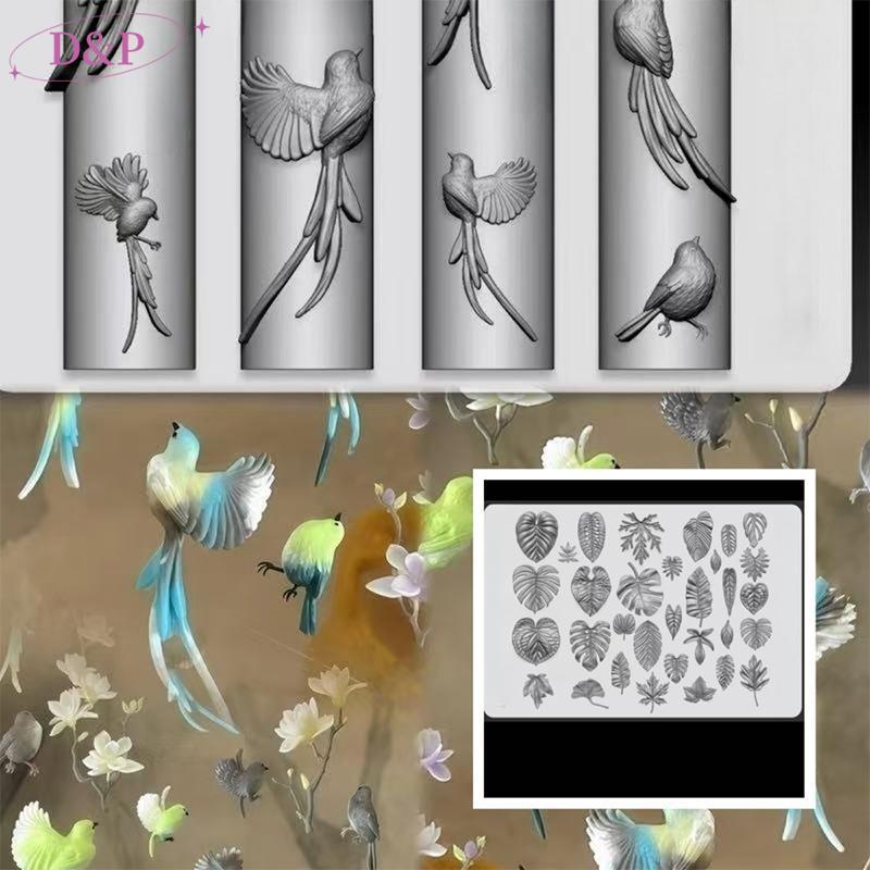 Solitudered Silicone Nail Art Mold DIY Bow Leaf Bird Ballet Shoes Bản mẫu khắc trong suốt VN