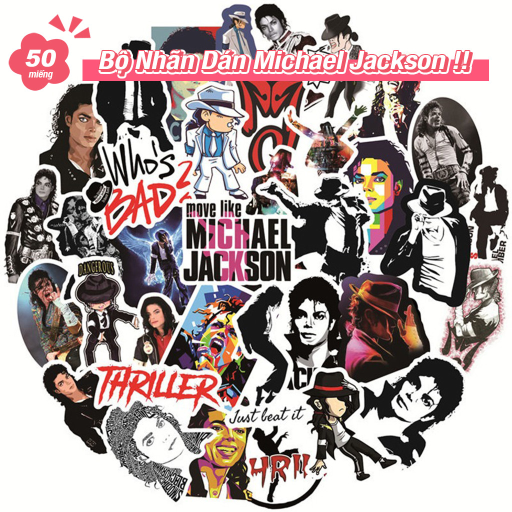 Bộ Nhãn Dán Michael Jackson Sticker Thần Tượng Chống Thấm Nước Trang Trí Sổ Tay Dán Mũ Bảo Hiểm Đồ C
