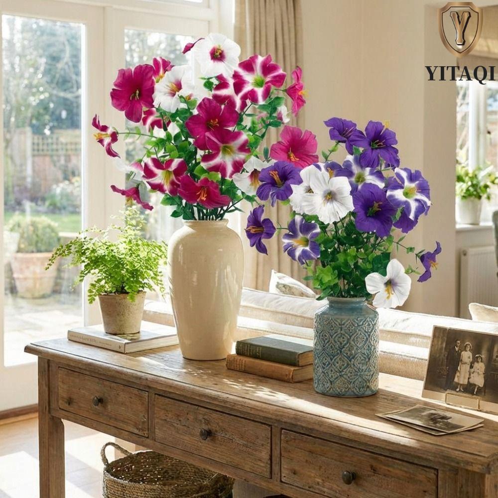 YITAQI Nhân Tạo Morning Glory, Nhựa Chống Tia UV Silk Morning Glory Flowers, Màn Hình Cửa Sổ Handmad